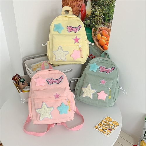 

Femme sac à dos Mini sac à dos Ecole Voyage Géométrique Nylon Poids Léger Anti poussière Fermeture Jaune Rose Claire Vert