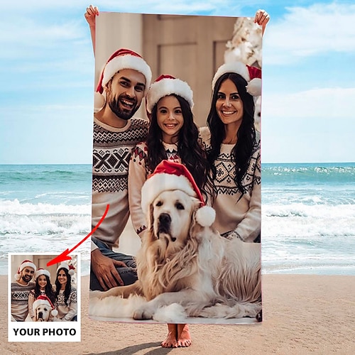 

Персонализированное рождественское пляжное полотенце, банное полотенце, обязательный рождественский подарок для женщин и мужчин, рождественский подарок