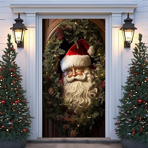 

Рождественские дверные покрытия Санта-Клауса дверной гобелен дверной занавес украшение Рождественский фон дверной баннер для входной двери Рождественский праздник вечеринка декор поставки