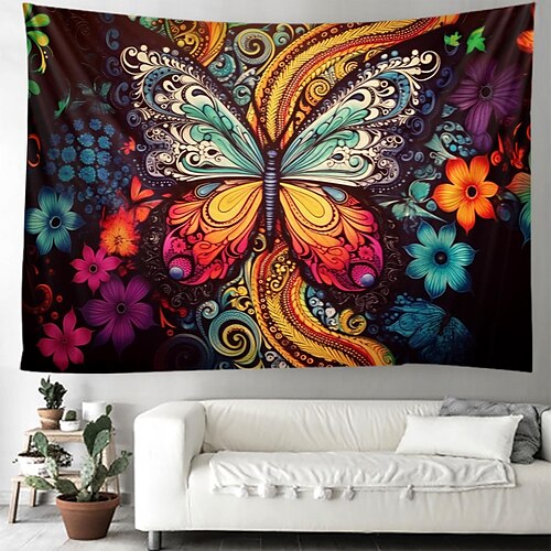 

Tapiz colgante de mariposa animal, arte de pared, tapiz grande, decoración mural, fotografía, telón de fondo, manta, cortina, hogar, dormitorio, sala de estar