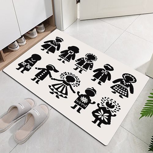 

Christmas Family Doormat Scandinavian Folk Art Xmas Non-Slip Oil Proof Rug Indoor Outdoor Mat Bedroom Decor Bathroom Mat Entrance Rug Door Mat