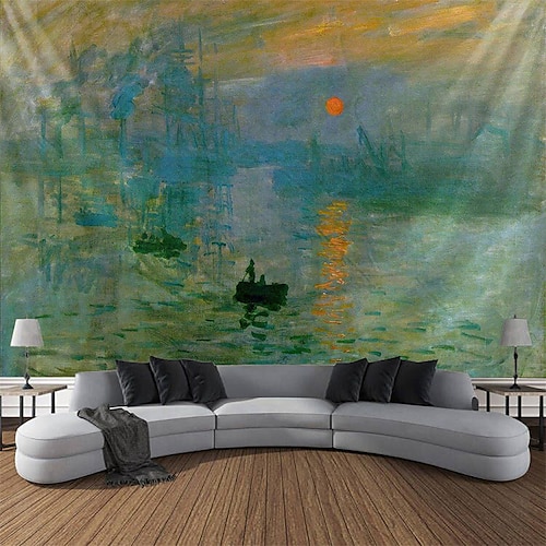 

Claude Monet Painting Hanging Tapestry Wall Art Large Tapestry Mural Decor Photograph Backdrop Blanket Curtain Home Bedroom Living Room Decoration