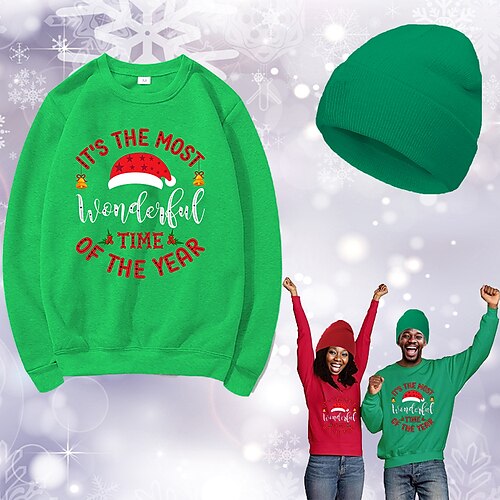 

Christmas Santa Claus Hat Ugly Christmas Sweater / Sweatshirt Sweatshirt Print Graphic Top Hat For Men's Women's Unisex Adults' Hot Stamping 100% Polyester Party Festival