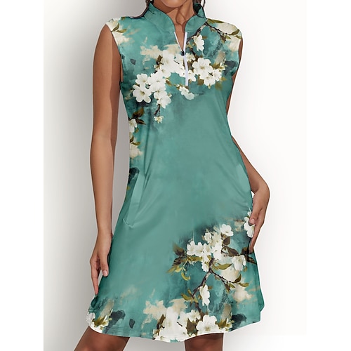 

Mulheres vestido de golfe Azul Verde Menta Verde Sem Manga Proteção Solar roupa de tênis Floral Roupas femininas de golfe, roupas, roupas, roupas