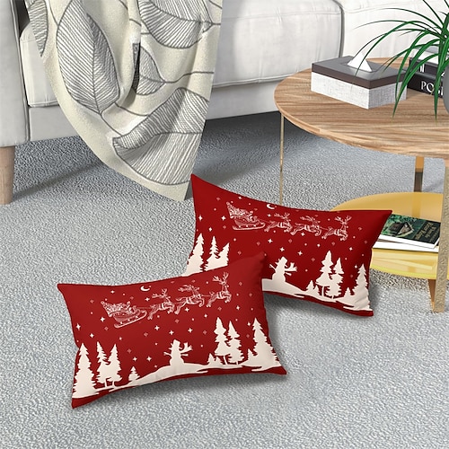 

Christmas Lumbar Pillow Xmas Decorative Toss Pillows Cover 1PC Soft Cushion Case Pillowcase for Bedroom Livingroom Sofa Couch Chair