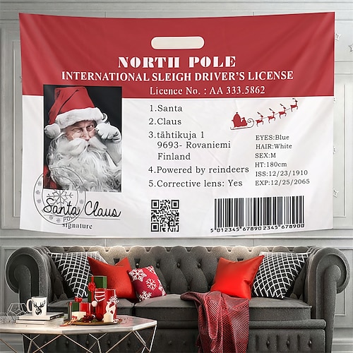 

Noël Père Noël Pôle Nord Licence Tapisserie Suspendue Art Mural Noël Grande Tapisserie Murale Décor Photographie Toile de Fond Couverture Rideau Maison Chambre Salon décoration