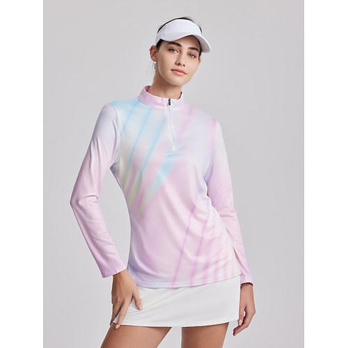 

Mujer Camisas de polo Camiseta de golf Transpirable Secado rápido Dispersor de humedad Manga Larga Ropa de golf ropa de golf Ajuste regular Cremallera Cuello alto Gradiente de Color Primavera Otoño