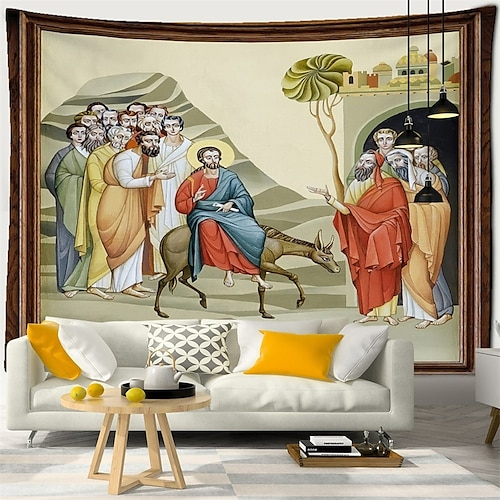 

Vintage-Wandteppich mit religiöser Kunst zum Aufhängen, florale Wandkunst, großer Wandteppich, Wanddekoration, Fotografie, Hintergrund, Decke, Vorhang, Zuhause, Schlafzimmer, Wohnzimmer, Dekoration