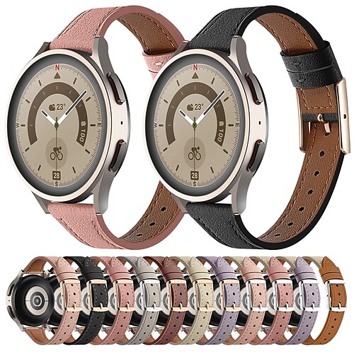 

Watch Band for Samsung Galaxy Watch 6/5/4 40/44mm, Galaxy Watch 5 Pro 45mm, Galaxy Watch 4/6 Classic 42/46/43/47mm, Watch 3, Active 2, Gear S3 S2 Genuine Leather Replacement Strap Metal Clasp Luxury