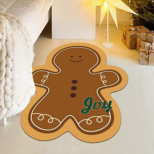 

Tapis bonhomme en pain d'épice de noël, décoratif en forme d'arbre, pour salon, canapé, tapis de sol antidérapant, tapis d'entrée, tapis de pied d'entrée