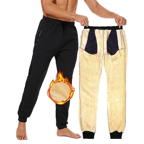 

Homens Calças de lã Calças Esportivas Corredores Calças de inverno Com Cordão Cintura elástica Punho com Elástico Tecido Conforto Quente Casual Diário Feriado Esportes Moda Preto Cinzento Escuro