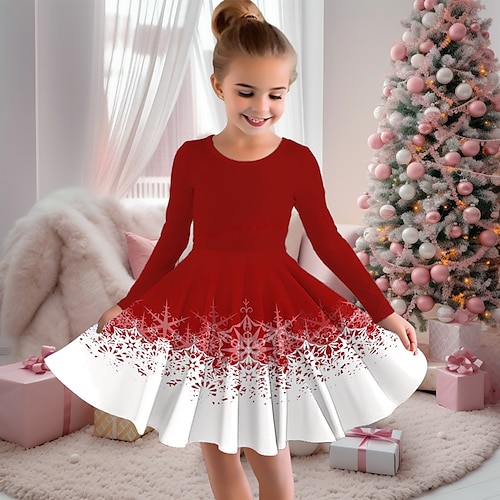 

Рождественское платье со снежинками для девочек с длинными рукавами и 3d принтом на осень и зиму, виды спорта & Милое повседневное красивое повседневное платье для детей от 3 до 12 лет на открытом