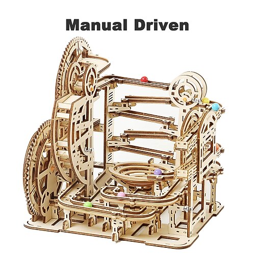 Puzle 3D Pista de Canicas, maquetas para Construir Adultos, Kits de Modelo Mecánico impulsado, Elevador Motorizado Cumpleaños Navidad (edición clásica