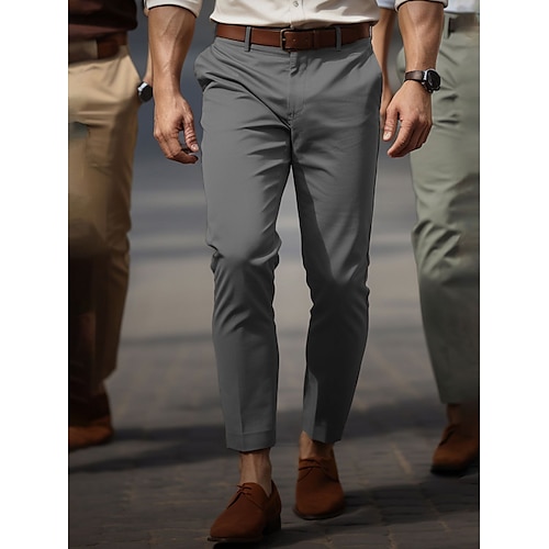 

Men's Trousers Chinos Chino Pants Pocket Plain Comfort Breathable Outdoor Daily Going out Cotton Blend Fashion Casual Black White