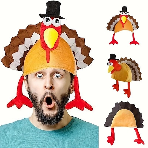 

Chapeau de dinde de Thanksgiving, chapeau en peluche de noël, adapté à la fête de Thanksgiving, à la décoration de Thanksgiving et aux jeux de rôle, adapté aux enfants et aux adultes