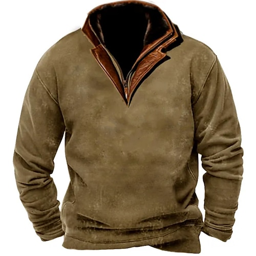 

Hombre Sudadera Sudadera con un cuarto de cremallera Marrón Cuello Mao Bloque de color Retazos Deporte Diario Festivos Vintage Ropa de calle Básico Primavera Otoño Ropa Sudaderas con capucha