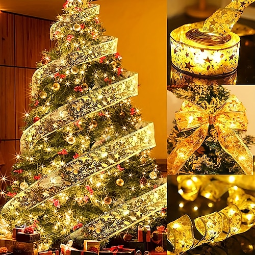 

Рождественская елка, ленточные огни, светодиодные феи, рождественские украшения, 2 м, 3 м, украшения для дома, сделай сам, банты, светящиеся струны, навидад, новый год