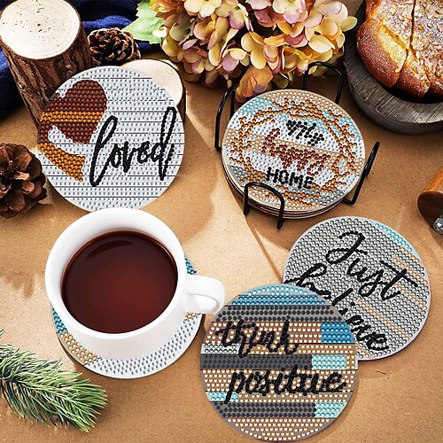 

Posavasos creativos circulares 5d, artículos de mesa de diamantes de cristal artificial, posavasos diy, se pueden enviar a ancianos, 8 Uds.