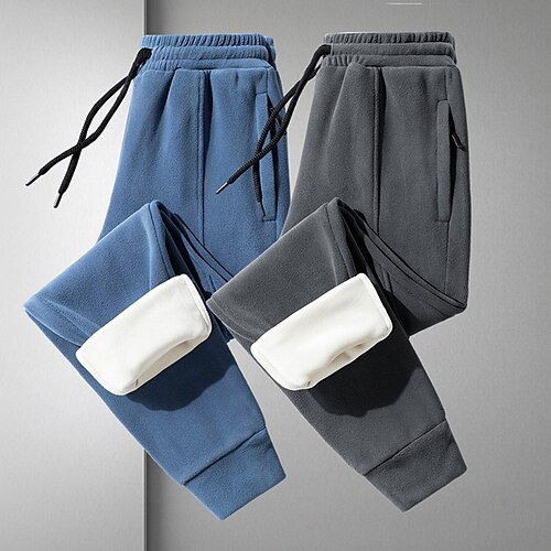 

Men's Sherpa Sweatpants Joggers Pocket Drawstring Elastic Waist Plain Comfort Breathable Outdoor Daily Going out Fashion Casual Black Blue