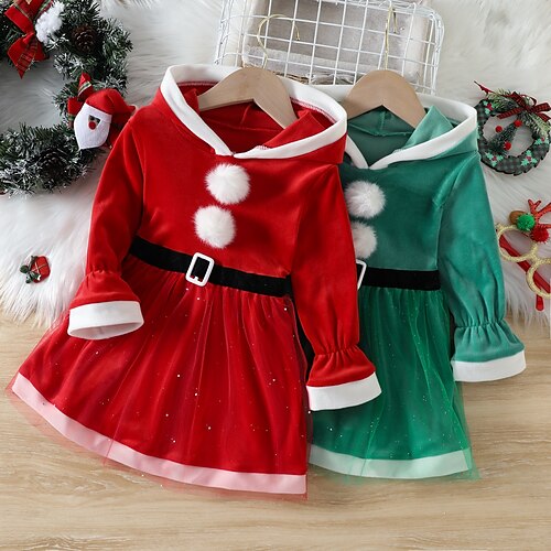 

Papá Noel Mrs.Claus Vestido de navidad vestido de navidad de lujo Chica Navidad Navidad Año Nuevo Nochebuena Niños Fiesta Navidad Víspera de año nuevo Poliéster Vestido