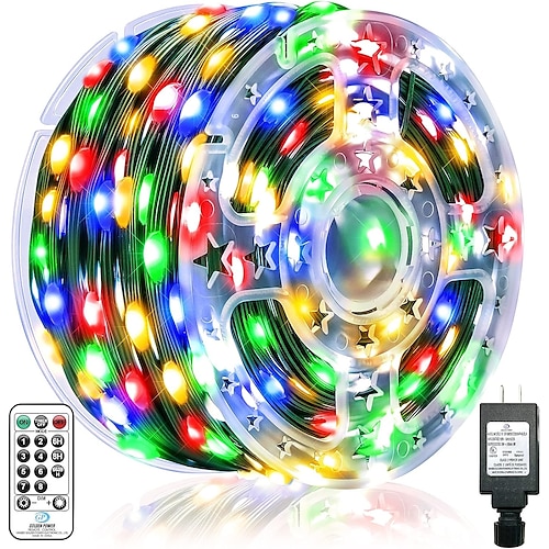 

100m extérieur étanche LED bandes lumineuses guirlandes lumineuses de noël 1000 leds 329ft multicolore guirlandes créatives lumières de vacances fête vacances mariage 29v