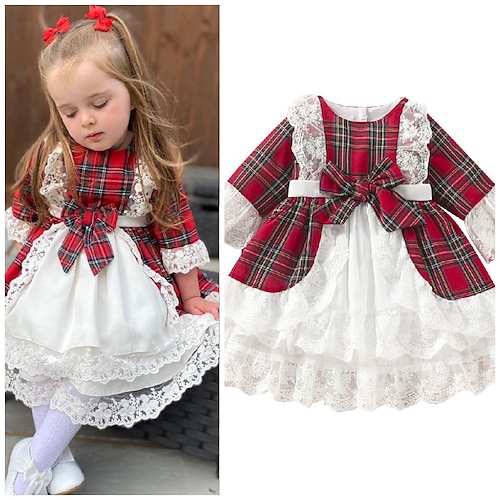 

Papai Noel Mrs.Claus Vestido de Natal Fantasia de Natal Para Meninas Natal Natal Ano Novo Noite de Natal Crianças Festa Natal Véspera de Ano Novo Algodão Vestido