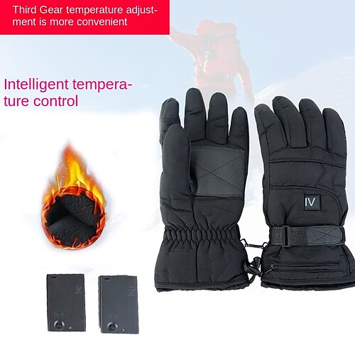 

1 par de guantes cálidos a prueba de viento para exteriores, caja con batería alimentada, adecuada para ciclismo y esquí al aire libre