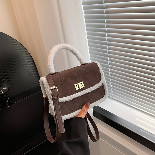 

Damen Handtasche Velourleder Täglich Reißverschluss Geometrisch Schwarz Khaki Kaffee