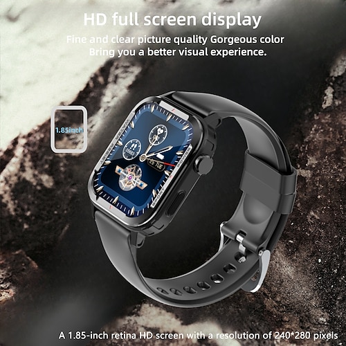 

KUPENG G96 Reloj inteligente 1.85 pulgada Smartwatch Reloj elegante Bluetooth Podómetro Recordatorio de Llamadas Seguimiento de Actividad Compatible con Android iOS Mujer Hombre Larga espera Llamadas