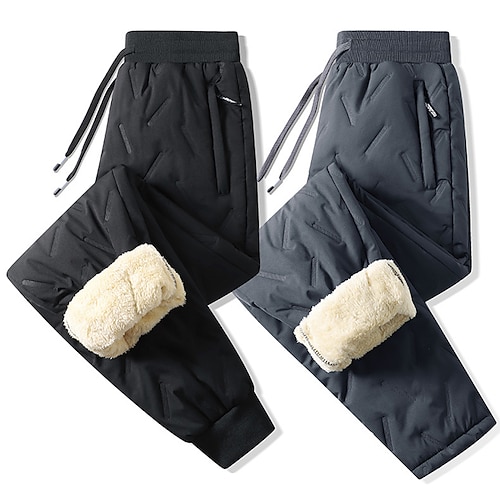 

Men's Sherpa Fleece Pants Sweatpants Joggers Pocket Drawstring Elastic Waist Plain Comfort Breathable Outdoor Daily Going out Fashion Casual Black Black Straight Leg