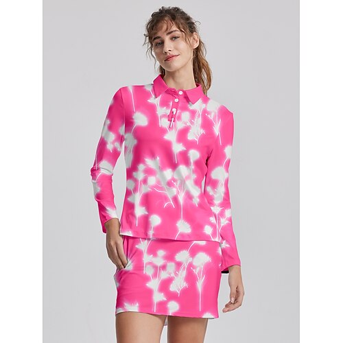 

Femme T-shirt POLO Chemise de golf Polo boutonné Respirable Séchage rapide Evacuation de l'humidité manche longue Vêtements de golf Top Standard Floral Printemps Automne Tennis Le golf Pickleball