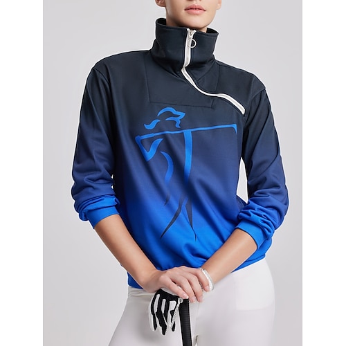 

Femme Sweat à capuche Bleu manche longue Chaud Top Dégradé de couleur Vêtements de golf pour femmes, tenues, vêtements