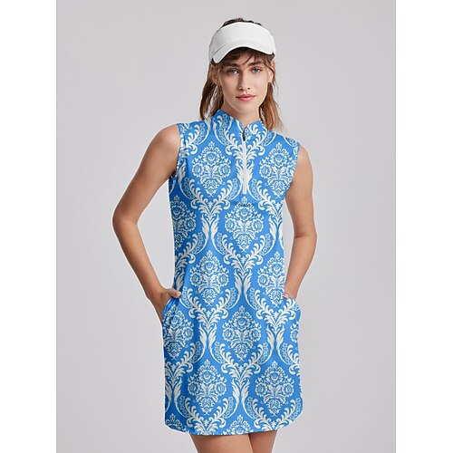 

Mujer Vestido de tenis vestido de golf Transpirable Secado rápido Dispersor de humedad Sin Mangas Traje de tenis Ropa de tenis Ajuste regular Cremallera Bolsillos laterales Impreso Verano Tenis Golf