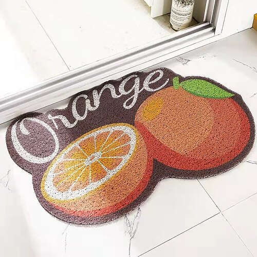 

Irregular Creative Fruit Orange Door Mat Silk Ring Mat For Entering Carpet, Outdoor Pvc Cuttable Foot Mat