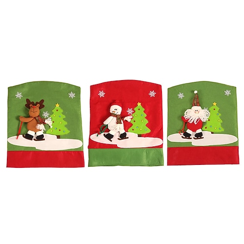  1 pieza de regalos, funda para respaldo de silla para comedor, funda para sillas de cena con diseño de muñeco de nieve y renos de Papá Noel, funda para silla para cocina, hotel, decoración de fiestas