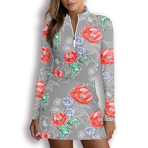 

Mujer Camisas de polo Camiseta de golf Transpirable Secado rápido Dispersor de humedad Manga Larga Ropa de golf ropa de golf Ajuste regular Cremallera Cuello alto Floral Primavera Otoño Tenis Golf