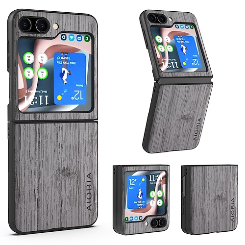 

Phone Case for Samsung Galaxy Z Flip 5 4 3 funda bamboo wood pattern Leather cover Luxury coque for galaxy z flip 5 case capa