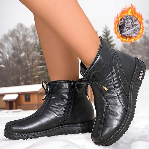 

Femme Bottes Bottes de motard Bottes de neige Bottes imperméables Extérieur du quotidien Bottines Bottines Hiver Talon Plat Bout rond Elégant Rétro Vintage Mode Faux Cuir Lacet Couleur unie Noir Rouge