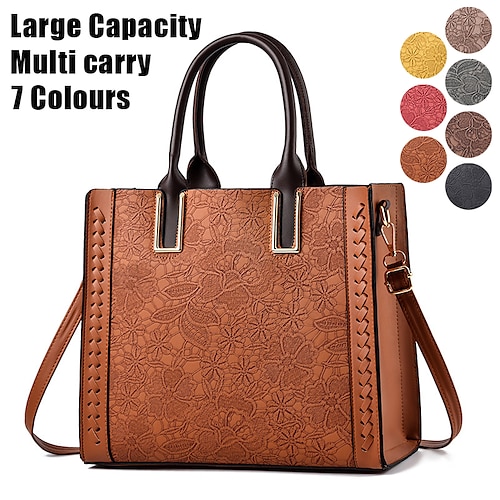 

Mujer Bolso de mano Bolso bandolera Bolsa de hombro Bolsa Boston Cuero de PU Exterior De Compras Diario Cremallera Tirantes Trenza En Relieve Gran Capacidad Impermeable Duradero Color sólido Bloque