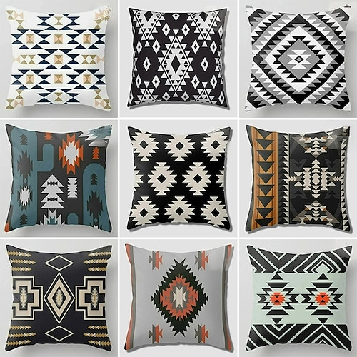 

Kilim – housse de coussin double face ethnique sud-ouest, taie d'oreiller carrée décorative douce, pour chambre à coucher, salon, canapé, chaise, 1 pièce