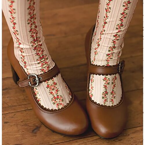 

Mujer Tacones Bullock Zapatos Tallas Grandes Boda Fiesta Diario Tacón de gatito Tacón Cuadrado Dedo redondo Elegante Vacaciones Vintage PU Hebilla Color sólido Marrón