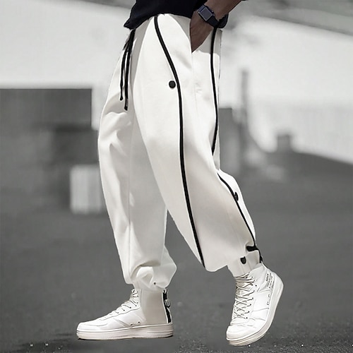 

Hombre Pantalones de Deporte Pantalón Jogger Persona que practica jogging Bolsillo Correa Cintura elástica Plano Comodidad Transpirable Exterior Diario Noche Moda Casual Negro Blanco