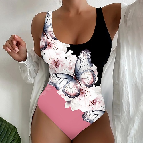 

Maillots de Bain Une pièce Maillot de bain Femme Imprimé Papillon Normal Body Maillots de bain Sportif Tenues de plage Eté