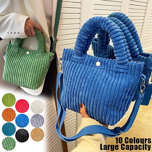 

Mujer Bolso de mano Bolso bandolera Bolsa de hombro Bolsa de vagabundo Pana Exterior Navidad Diario Cremallera Gran Capacidad Ligero Duradero Color sólido Verde Hierba Azul Klein Negro