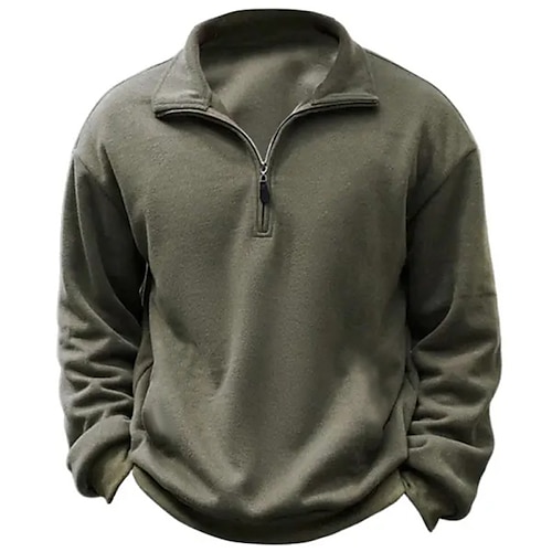 

Homme Sweat shirt Sweat-shirt quart de fermeture éclair Vert Véronèse Demi fermeture éclair Plein Sport Loisir du quotidien Vacances Vêtement de rue basique Décontractées Printemps Automne