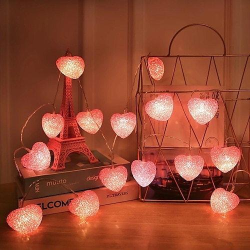 

1,5 m 3M 5m Guirlandes Lumineuses 10,20,40,50,100 LED Rouge Rose Lumières de vacances Guirlandes lumineuses en filet à LED Vacances Mariage Décoration de Noël 3 V