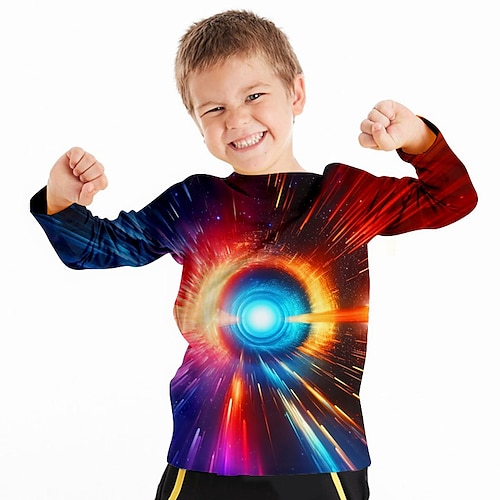 

Para Meninos 3D Galáxia Camiseta Camisa Manga Longa Impressão 3D Outono Inverno Esportes Moda Roupa de rua Poliéster Infantil 3-12 anos Gola Redonda Ao ar livre Casual Diário Normal