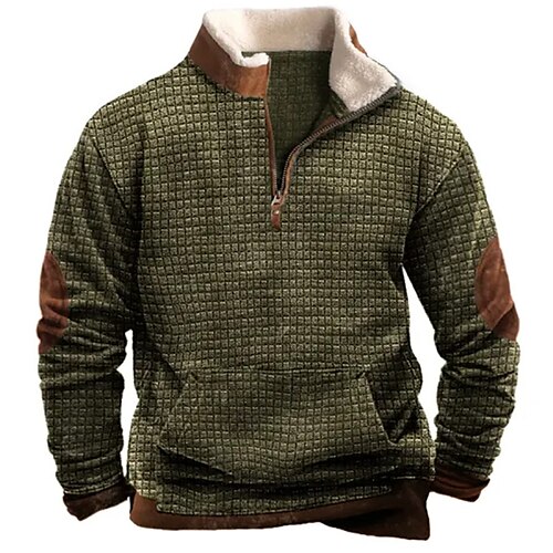 

Herren Sweatshirt Pullover Sweatshirt mit Viertelreißverschluss Armeegrün Troyer Halber Reißverschluss Farbblock Patchwork Sport Natur Täglich Festtage Basic Brautkleider schlicht Dünnes Vlies