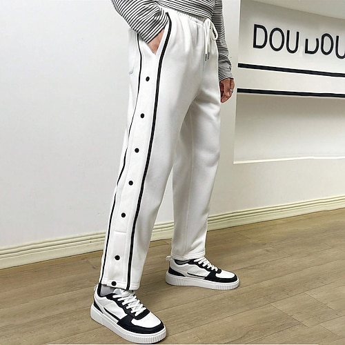 

Homme Joggings Pantalon à déchirer Pantalon de survêtement à jambe droite Cordon Taille elastique Jambe droite Bloc de couleur Confort Respirable Casual du quotidien Vacances Sportif Mode Blanche