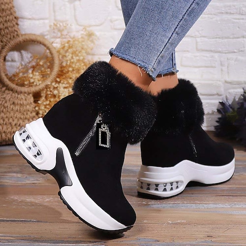 

Mulheres Botas Botas de Neve Tamanhos Grandes Botas de inverno Ao ar livre Trabalho Diário Côr Sólida Botas Botas Tornozelo Inverno Ziper Salto Plataforma Ponta Redonda Moda Casual Conforto Camursa